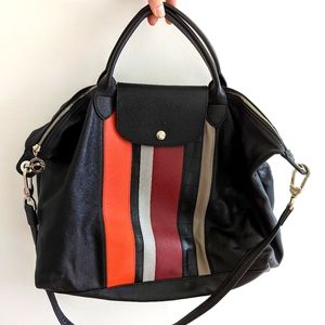 Longchamp Le Pliage Cuir Top Handle Bag M - Black